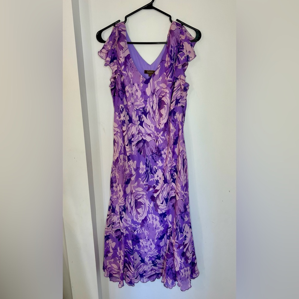 Vintage Jessica purple floral midi dress